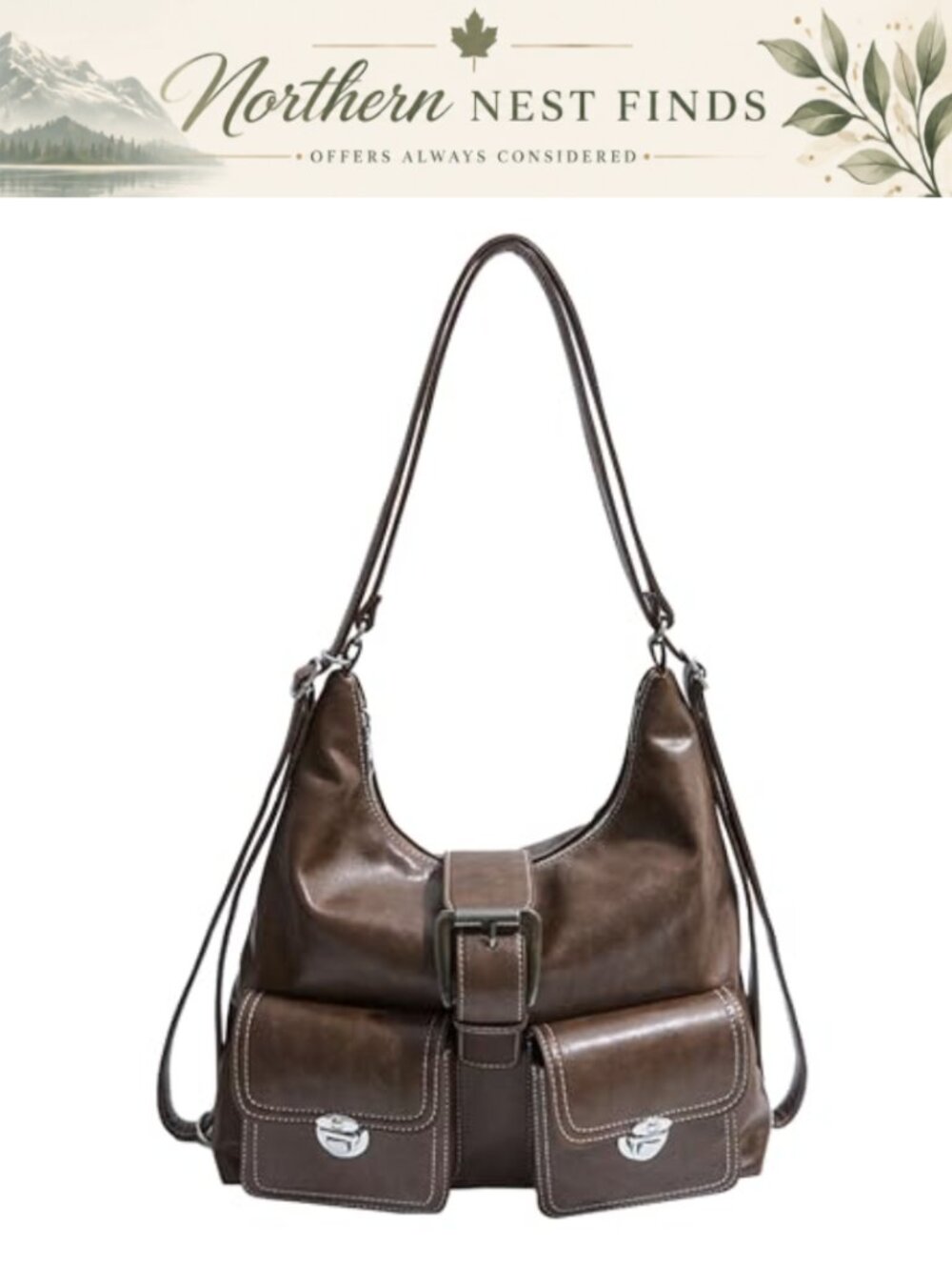 Womens Faux Leather Convertible Sling Bag Crossbody Backpack Purse